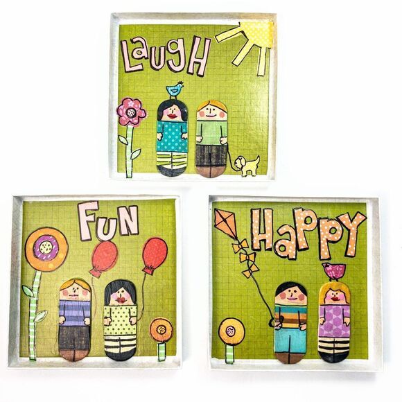 Handmade Paper Collage Art - Laugh, Happy, Fun - Picture 2 of 12